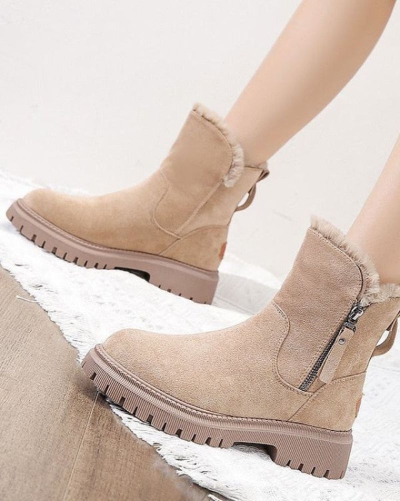 Street-wave Winter Ankle Boots With Plush Fur Lining Orthopedic Comfort For Women
