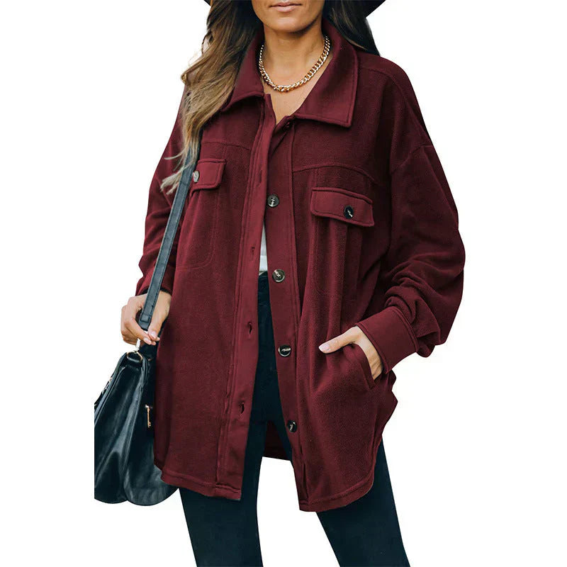 Street-wave Button Front Fleece Jacket For Women Cozy Warmth And Casual Style Versatile Everyday Wear