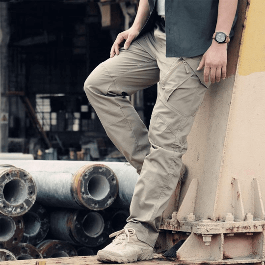 Tactical Cargo Pants For Men Street-Wave Rugged Abrasion-Resistant Outdoor Trousers With Elastic Waistband