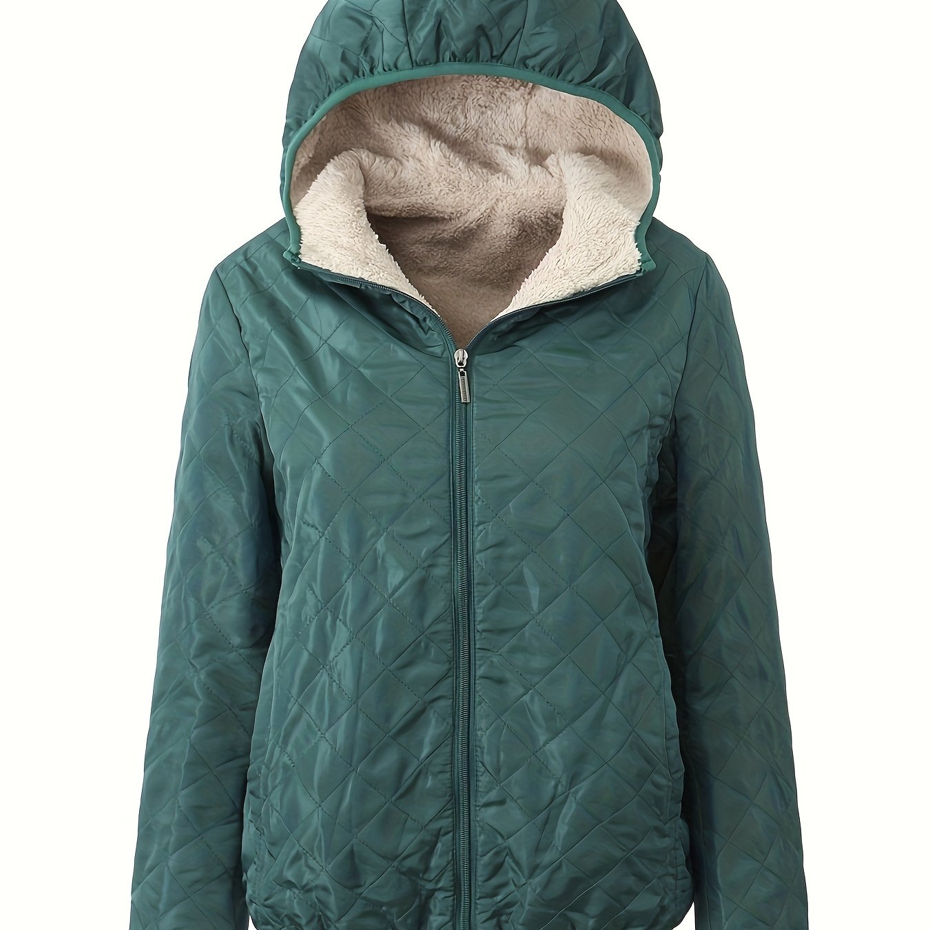 Street-wave Quilted Hooded Jacket for Women with Cozy Fleece Lining for Warmth and Everyday Chic