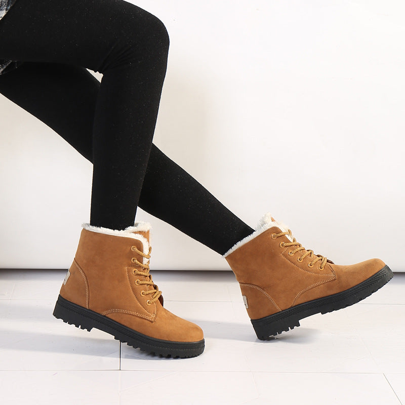 Street-wave Suede Ankle Boots With Faux Fur Trim Lace-Up Winter Warmth For Women