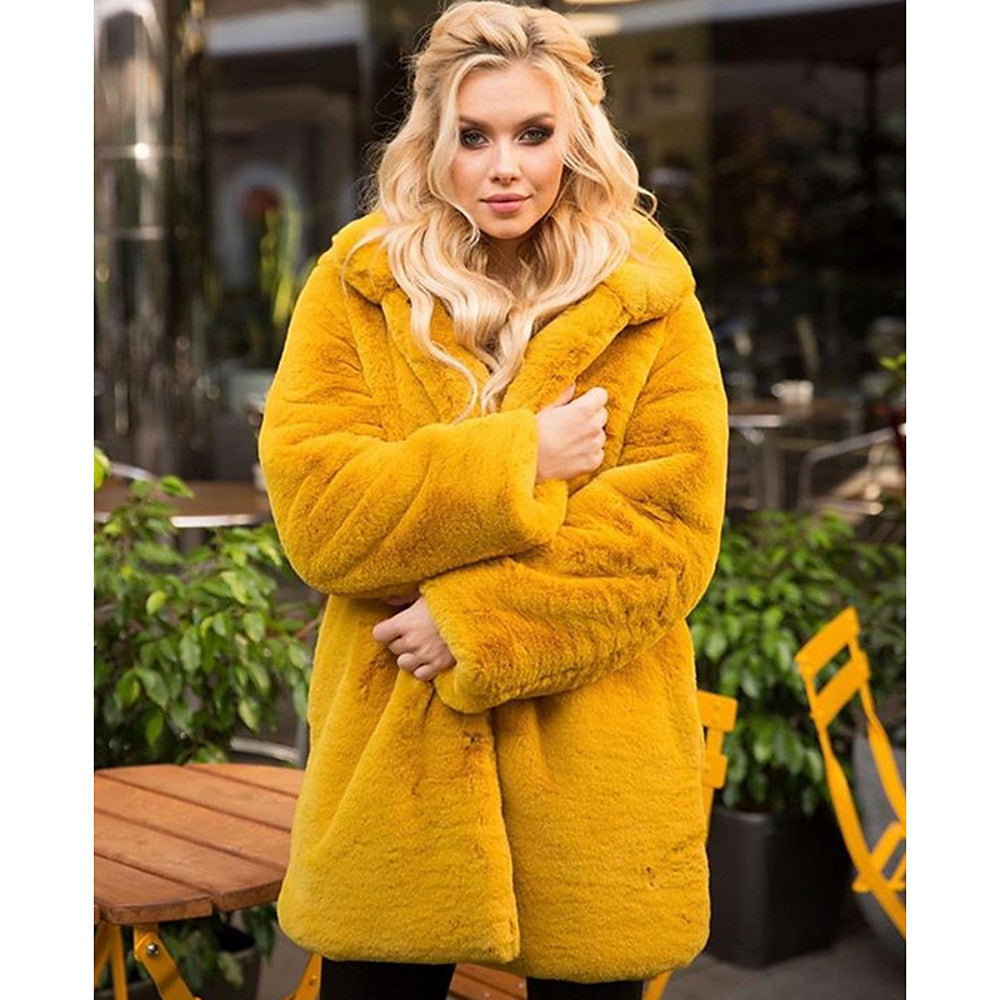 Street Wave Faux Fur Coat Women High Collar Chic Warmth
