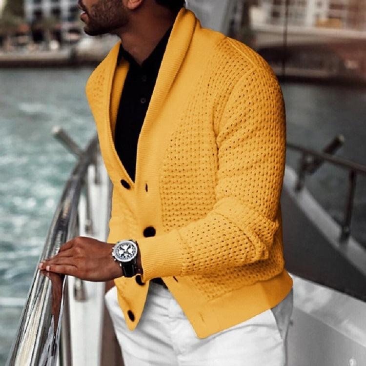 Mens Knit Cardigan Streetwave Structured Shawl Collar