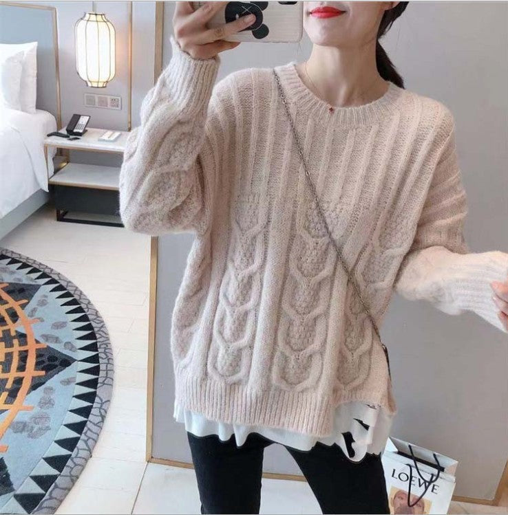 Street-Wave Women Cable Knit Pullover With Relaxed Fit For Everyday Casual Wear Essentials