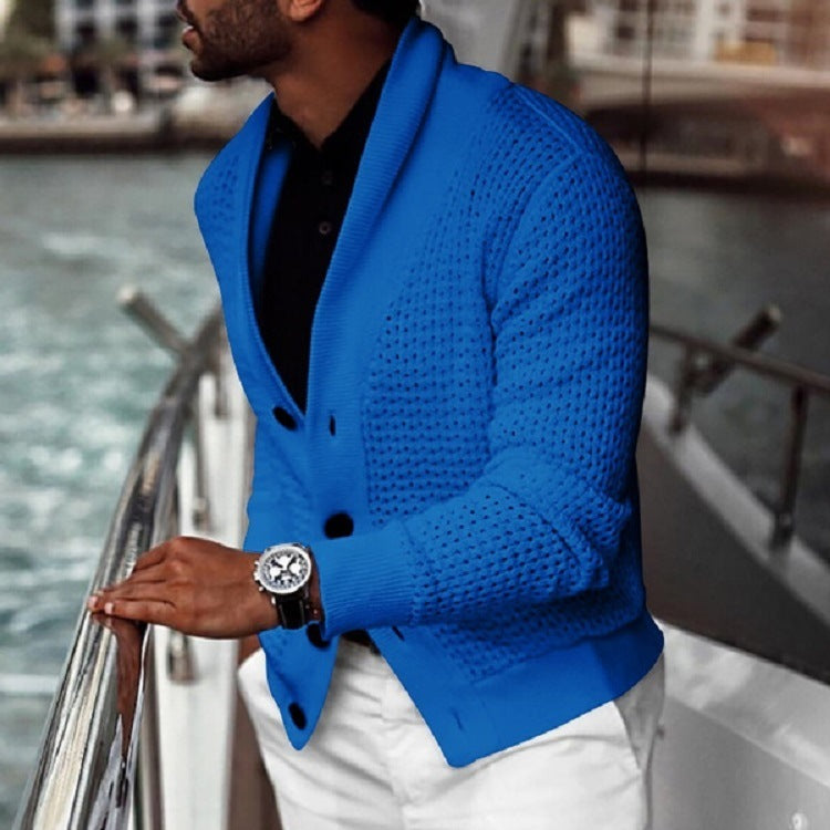 Mens Knit Cardigan Streetwave Structured Shawl Collar