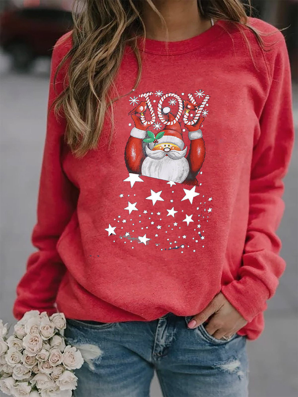 Street-Wave Women's Christmas Sweatshirt Cozy Festive Santa Design For Holiday Season