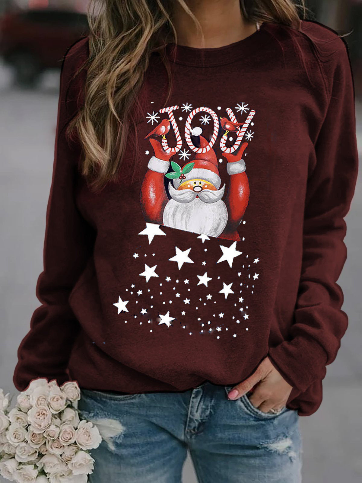 Street-Wave Women's Christmas Sweatshirt Cozy Festive Santa Design For Holiday Season