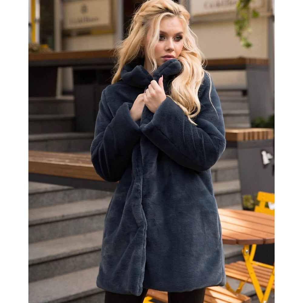 Street Wave Faux Fur Coat Women High Collar Chic Warmth