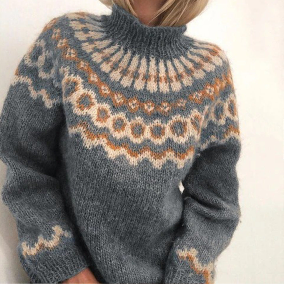 Street-Wave Nordic Knit Cardigan With Pattern Warm Acrylic Timeless Cozy For Women