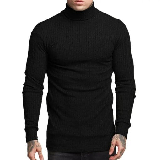 Streetwave Mens Roll Neck Sweater Ribbed Silhouette Warm Cozy Turtleneck Pullover For Men