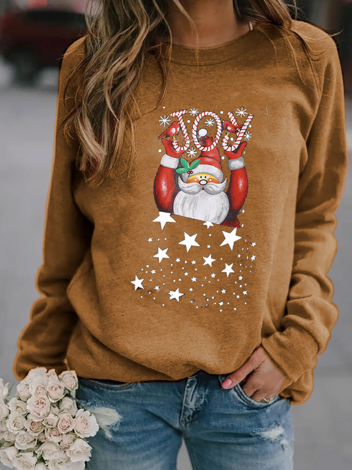 Street-Wave Women's Christmas Sweatshirt Cozy Festive Santa Design For Holiday Season
