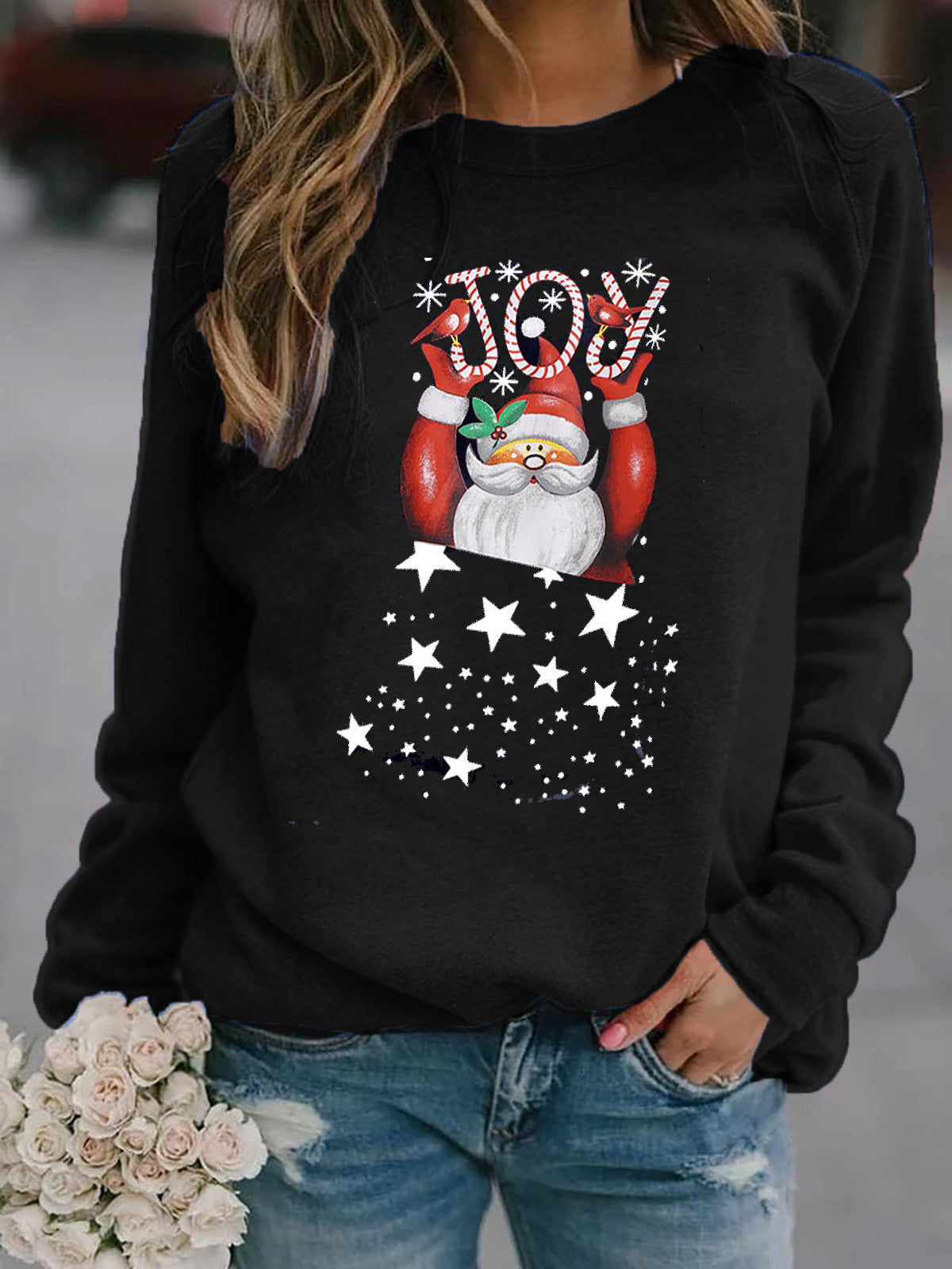 Street-Wave Women's Christmas Sweatshirt Cozy Festive Santa Design For Holiday Season