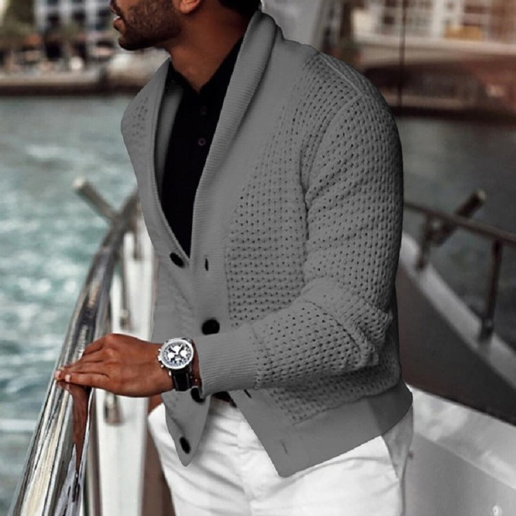 Mens Knit Cardigan Streetwave Structured Shawl Collar