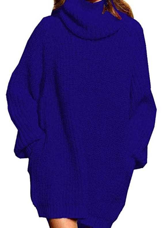 Street Wave Womens Oversized Knit Sweater With High Collar Cozy Soft Knit Winter Fashion for Women