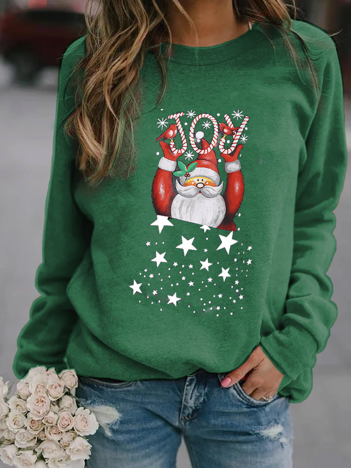 Street-Wave Women's Christmas Sweatshirt Cozy Festive Santa Design For Holiday Season
