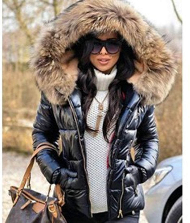 Street Wave Womens Puffer Jacket With Luxurious Fur Collar Warm Practical Pockets