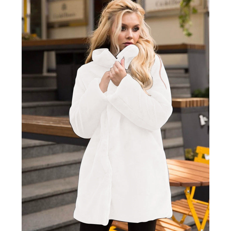 Street Wave Faux Fur Coat Women High Collar Chic Warmth