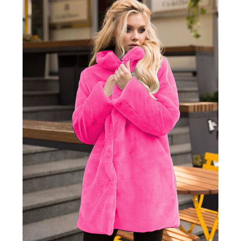 Street Wave Faux Fur Coat Women High Collar Chic Warmth