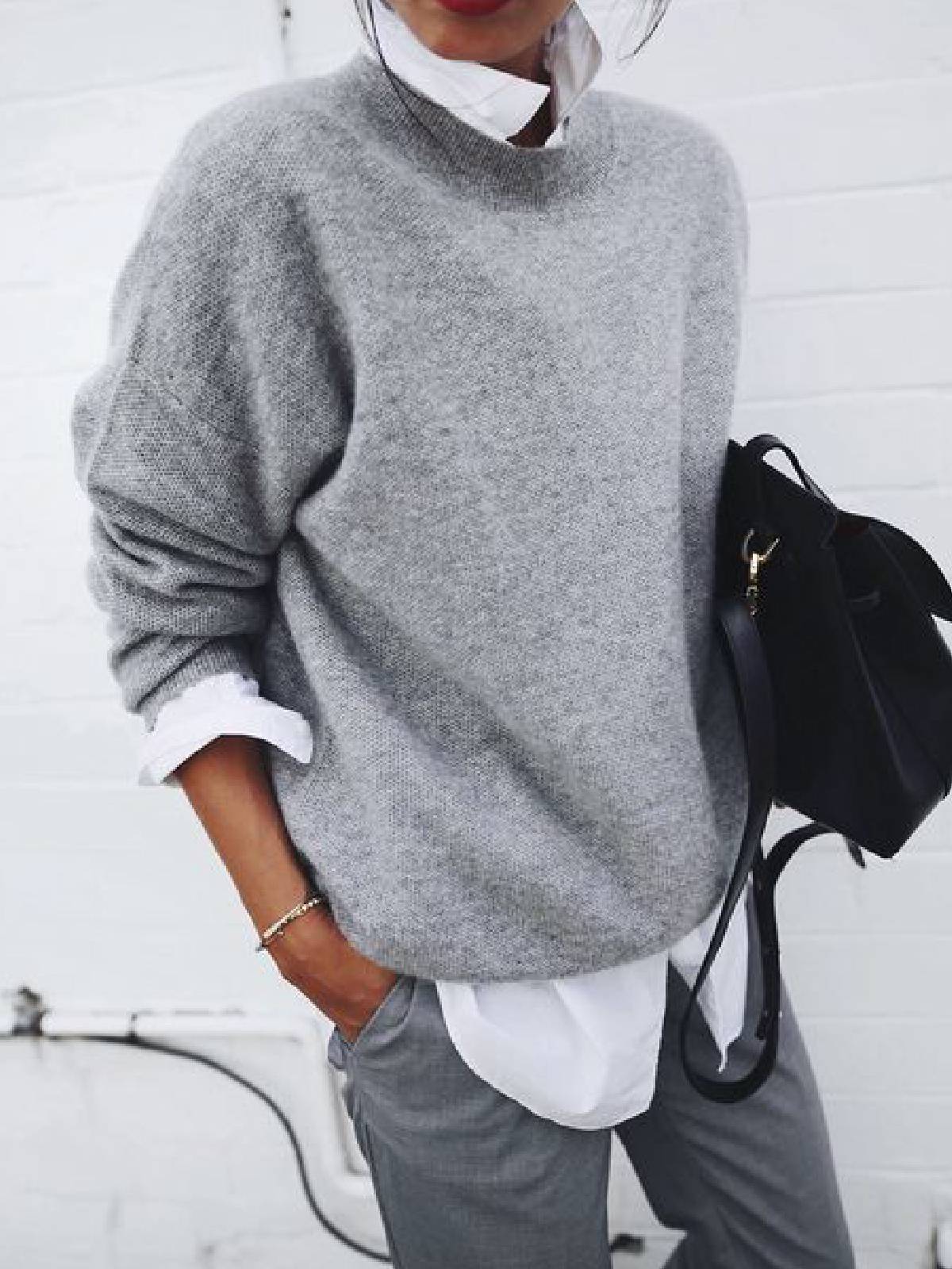 Street-wave Soft Warm Pullover For Women Cozy Winter Knit Top For Effortless Street Style
