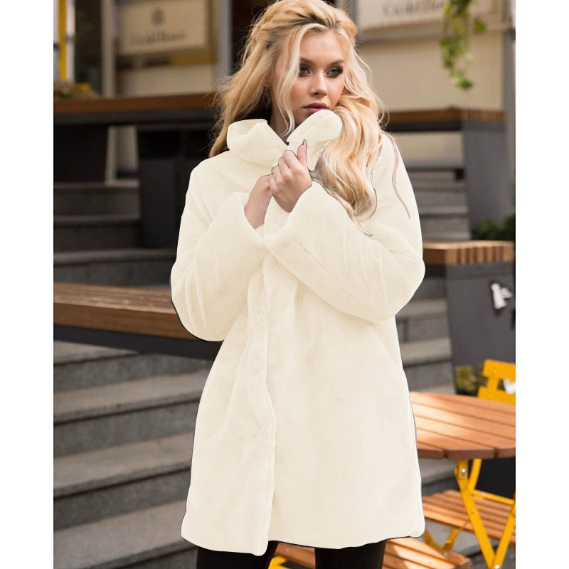 Street Wave Faux Fur Coat Women High Collar Chic Warmth