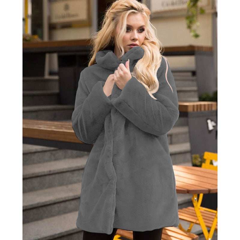 Street Wave Faux Fur Coat Women High Collar Chic Warmth
