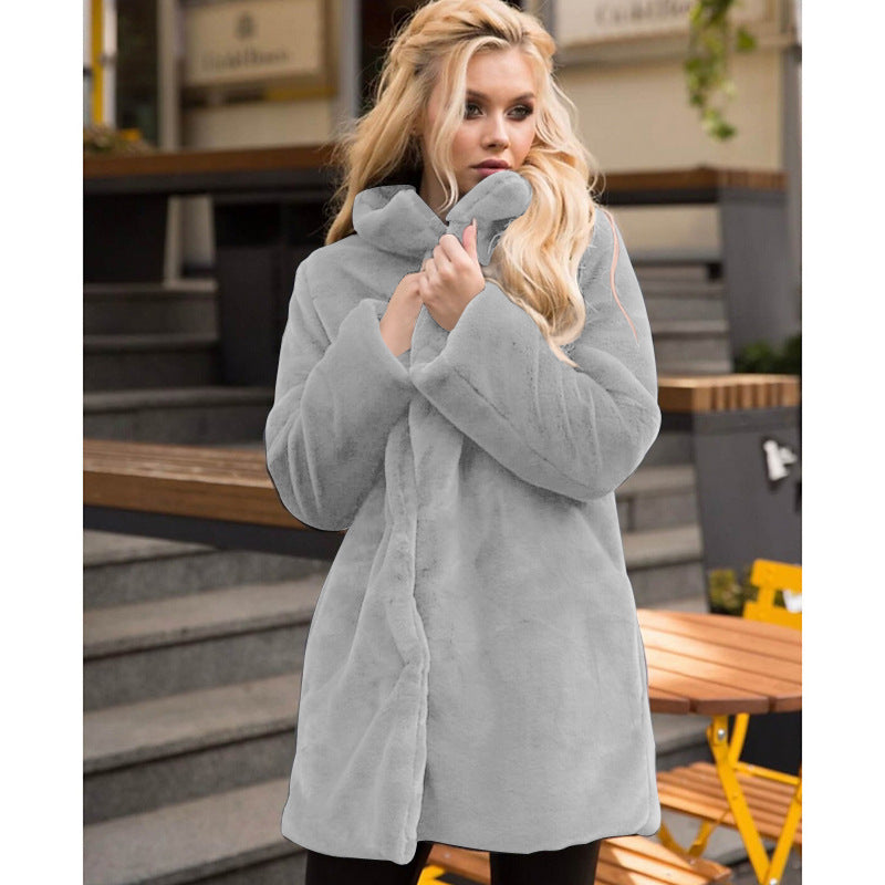 Street Wave Faux Fur Coat Women High Collar Chic Warmth
