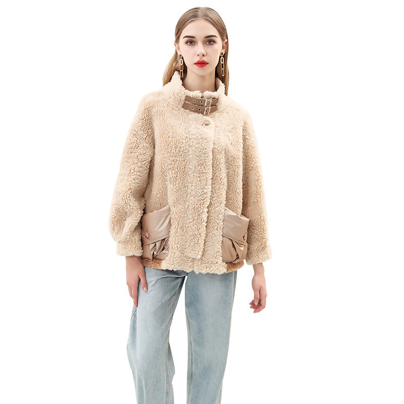 Street-wave Women’s Cozy Oversize Fleece Jacket With Decorative Pockets For Warmth And Style