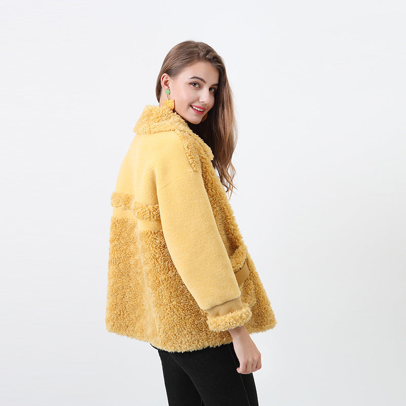 Street Wave Women Teddy Coat With Removable Belt Cozy Plush Fleece Winter Jacket
