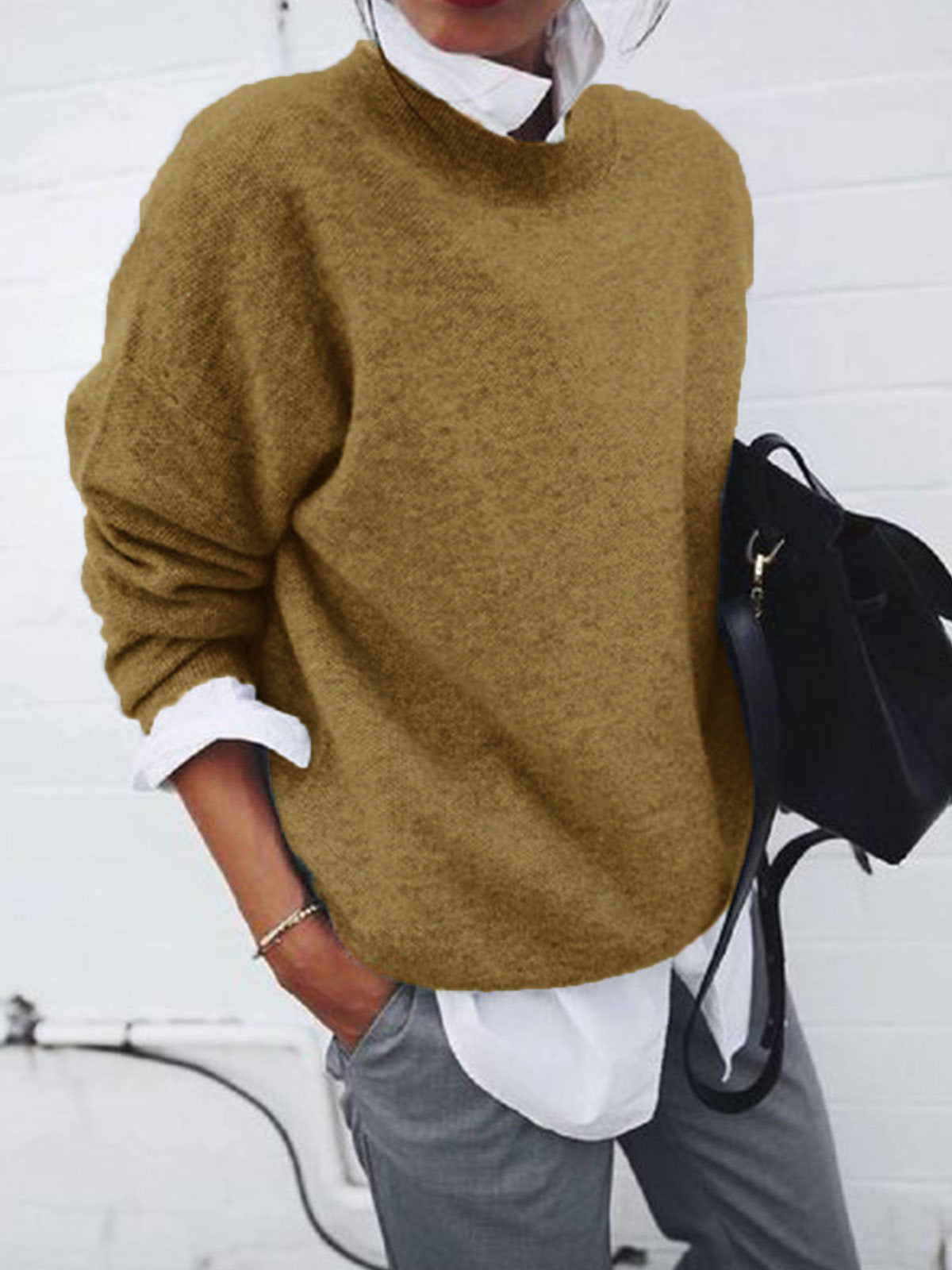 Street-wave Soft Warm Pullover For Women Cozy Winter Knit Top For Effortless Street Style