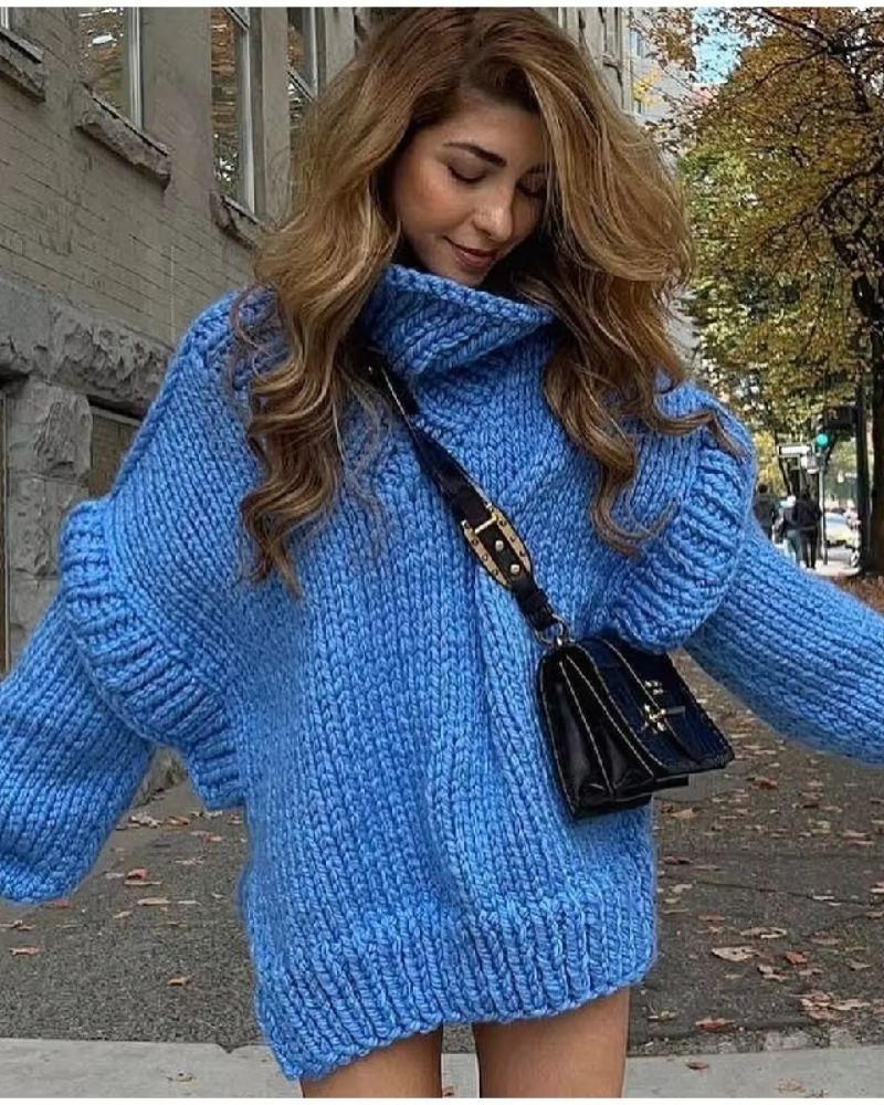 Street-Wave Plus Size Oversized Knit Sweater Warm Cozy Soft Cable Knit For Women
