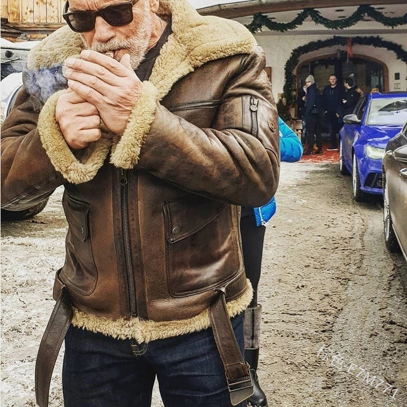 Streetwave Men Authentic Lamb Leather Jacket With Lined Stand Collar Premium Warm Winter Outerwear