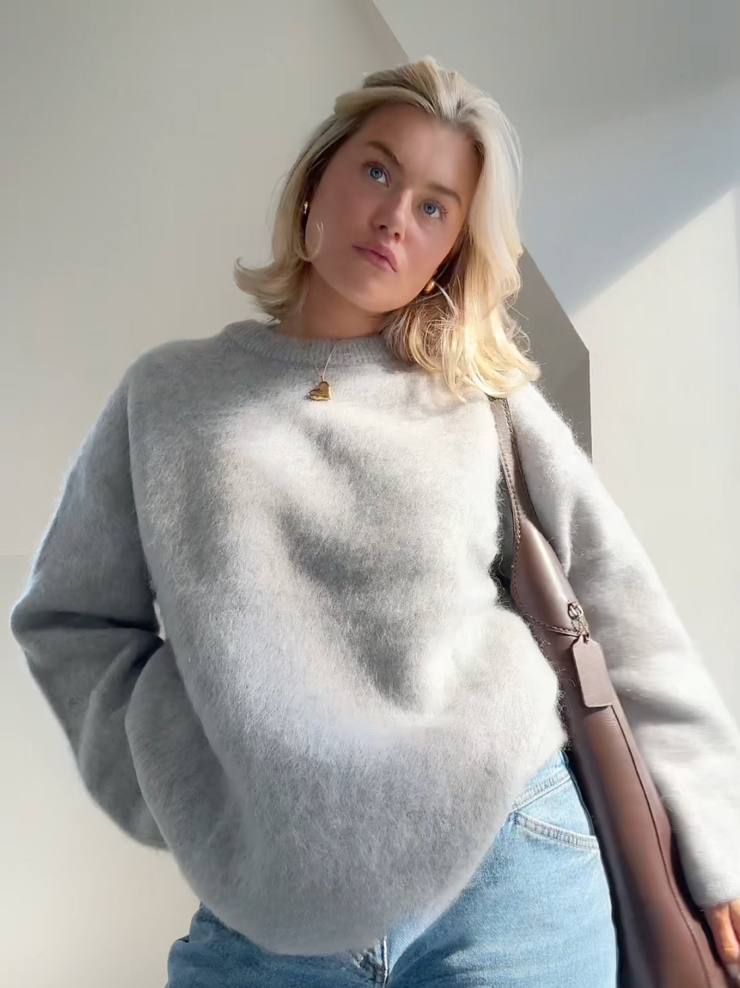Streetwave Oversized Women Sweater Cozy Fluffy Knit With Round Neck Plus Size For Everyday Comfort And Luxe Style