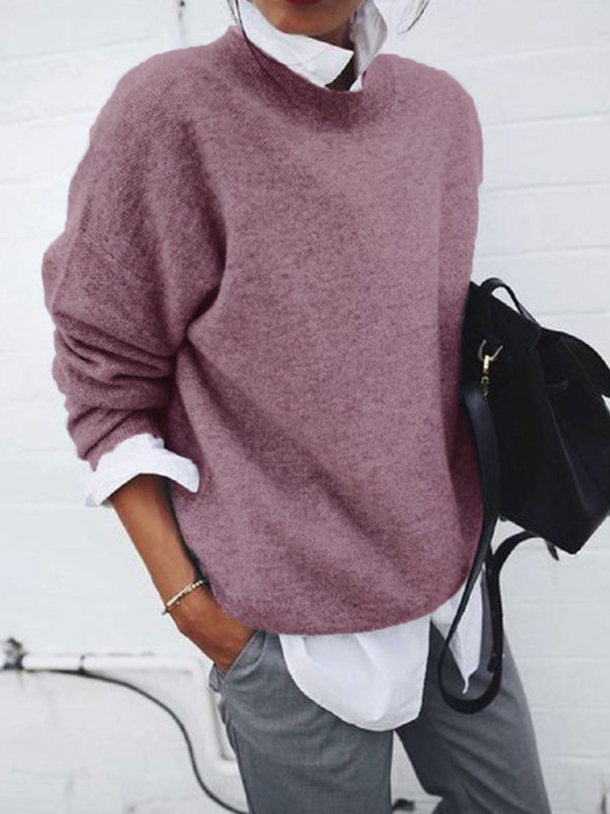 Street-wave Soft Warm Pullover For Women Cozy Winter Knit Top For Effortless Street Style