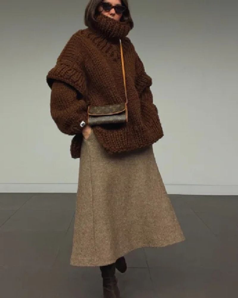 Street-Wave Plus Size Oversized Knit Sweater Warm Cozy Soft Cable Knit For Women