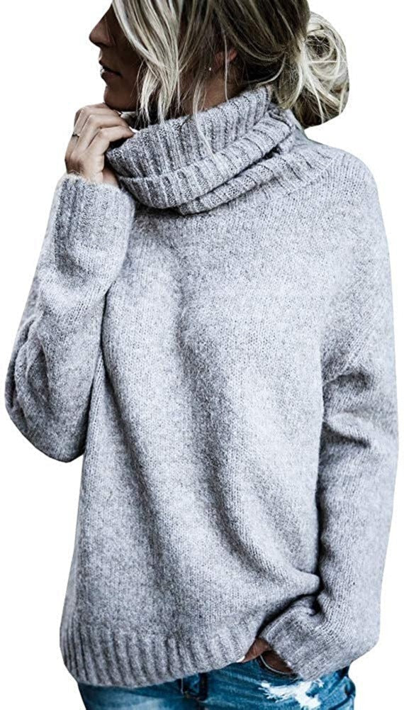 Streetwave Women Heavy Knit Pullover With High Collar For Everyday Warmth And Cozy Relaxed Fit