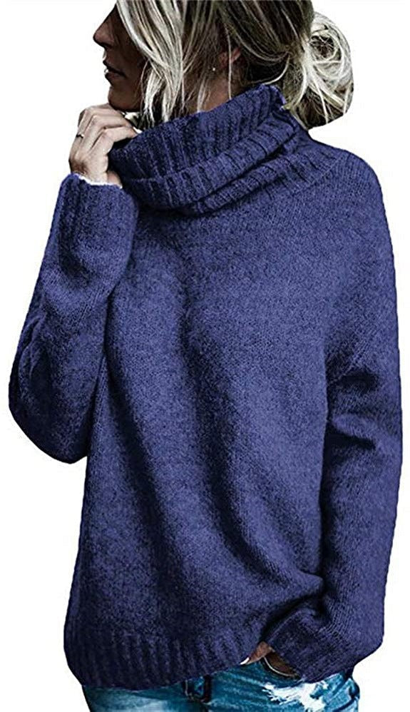 Streetwave Women Heavy Knit Pullover With High Collar For Everyday Warmth And Cozy Relaxed Fit