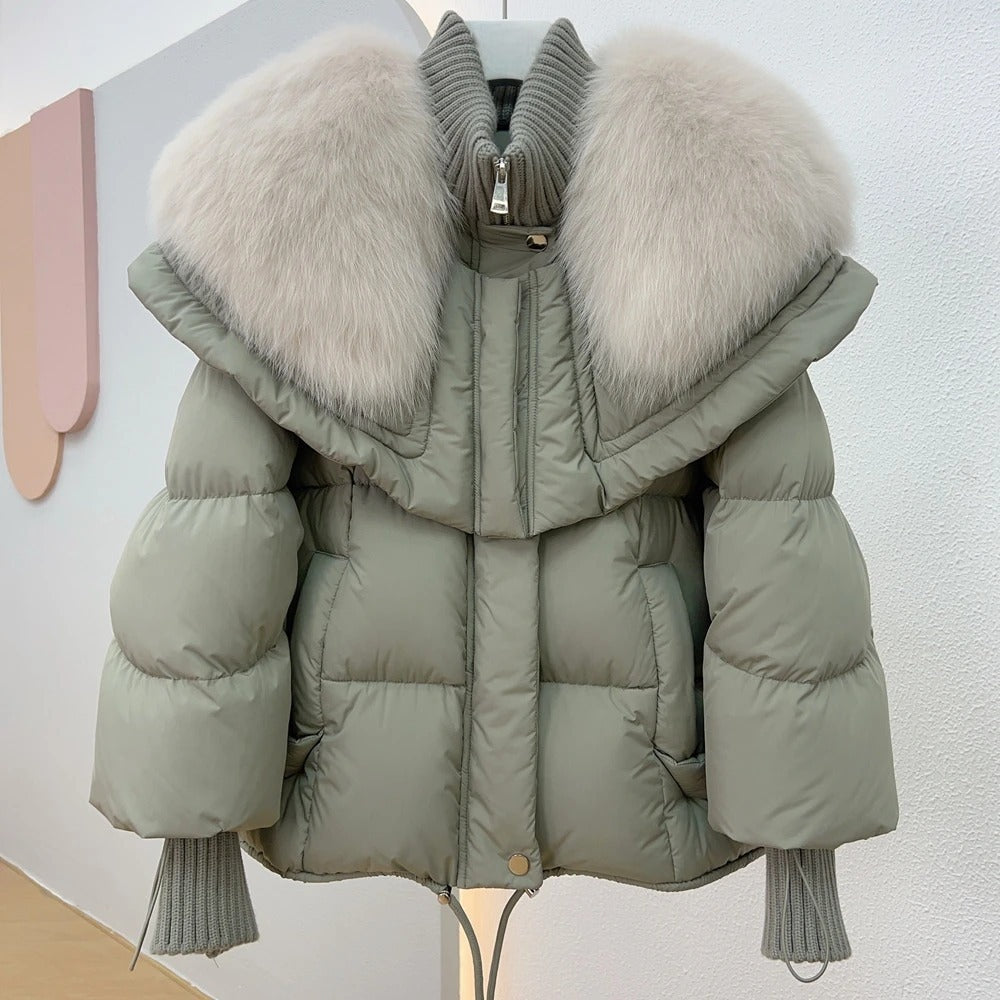 Street Wave Women's Puffer Jacket With Luxurious Fur Collar For Cozy Chic Warmth