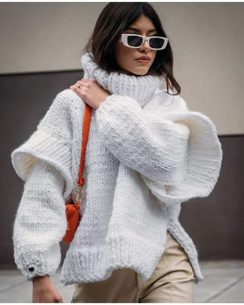 Street-Wave Plus Size Oversized Knit Sweater Warm Cozy Soft Cable Knit For Women