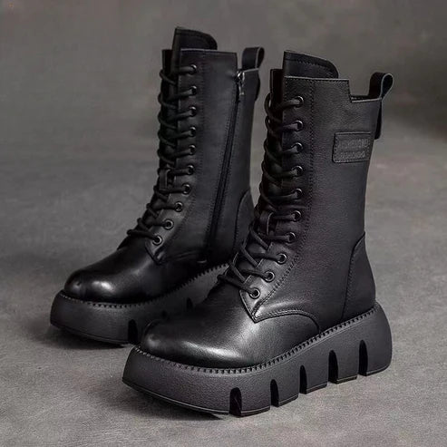 Street-Wave Women Winter Boots With Side Zip And Laces Lightweight Non Slip Sole For Fashionable Winter Looks