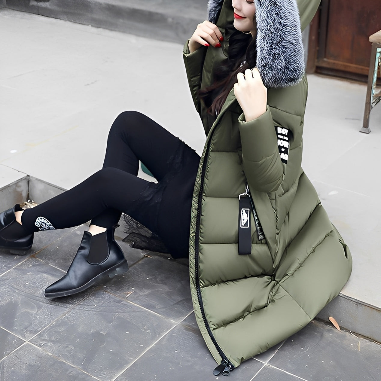 Street-wave Puffer Coat With Fur Collar For Women Elegant Long Winter Coat With Plush Warmth And Slim Silhouette
