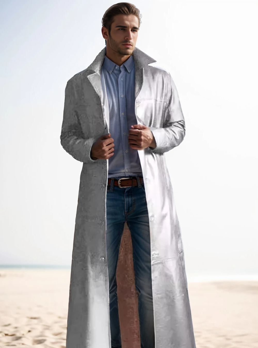 Street-Wave Long Leather Coat For Men With Classic Lapels Premium Timeless Outerwear