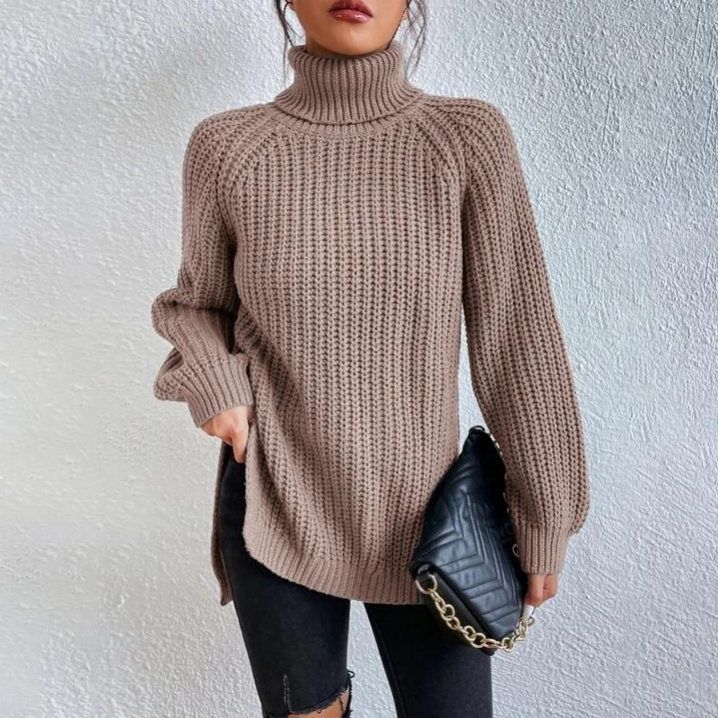 Streetwave Black Knit Cotton Blend Turtleneck Sweater For Elegant Women Everyday Casual Outfits Cozy