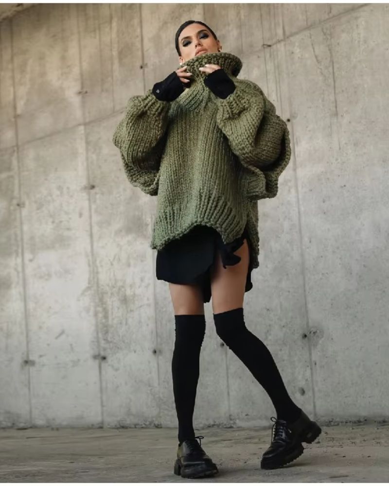 Street-Wave Plus Size Oversized Knit Sweater Warm Cozy Soft Cable Knit For Women