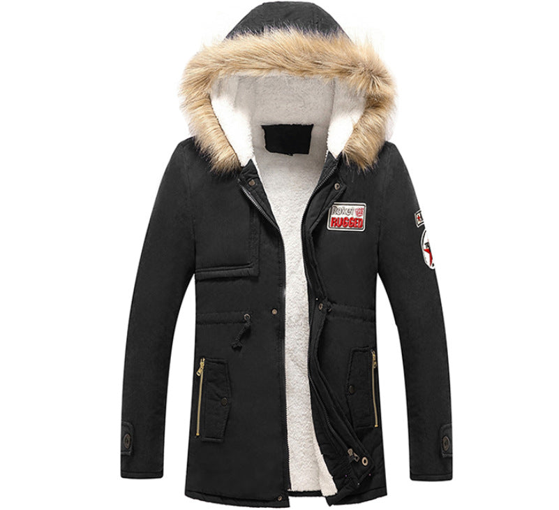 Mens Winter Jacket With Faux Fur Collar By Street Wave, Warm Insulated Coat For Men, Practical Pockets