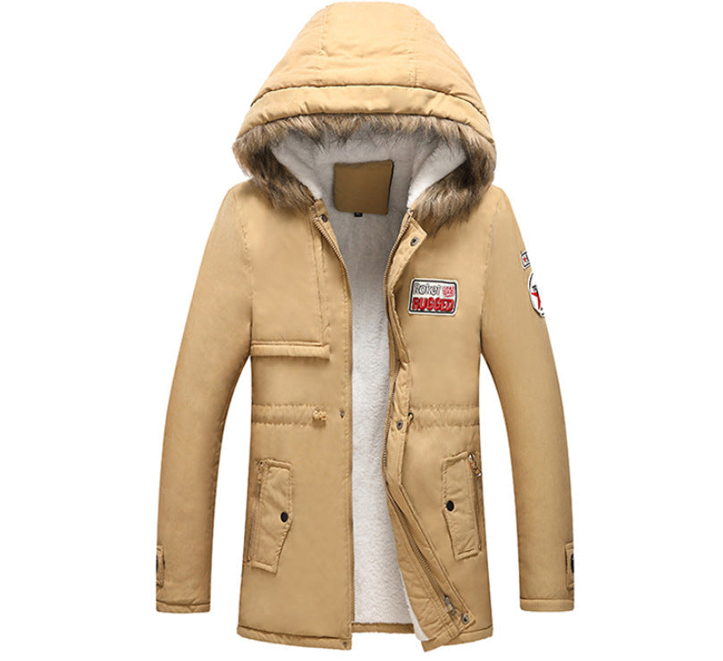 Mens Winter Jacket With Faux Fur Collar By Street Wave, Warm Insulated Coat For Men, Practical Pockets