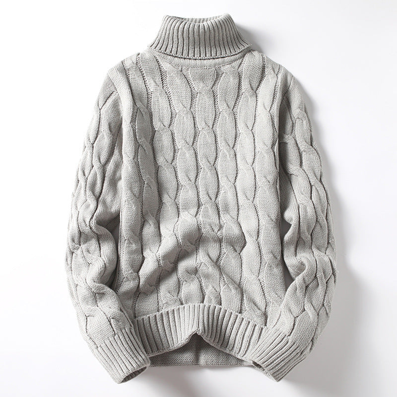 Street-wave Men's Cable Knit Sweater With Roll Neck Turtleneck Cozy Soft Breathable Warm
