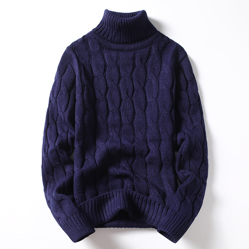Street-wave Men's Cable Knit Sweater With Roll Neck Turtleneck Cozy Soft Breathable Warm