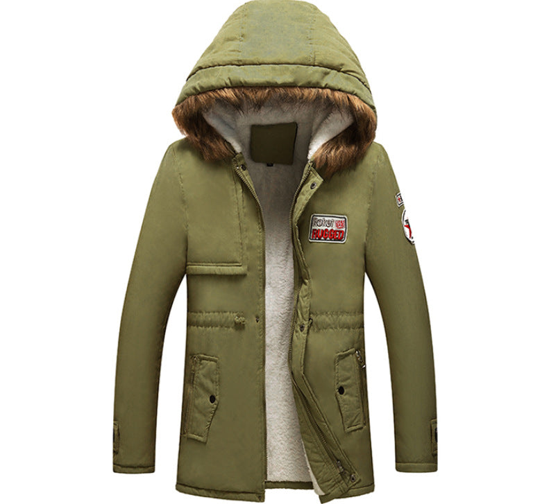 Mens Winter Jacket With Faux Fur Collar By Street Wave, Warm Insulated Coat For Men, Practical Pockets