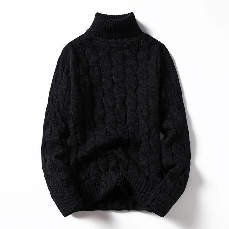 Street-wave Men's Cable Knit Sweater With Roll Neck Turtleneck Cozy Soft Breathable Warm
