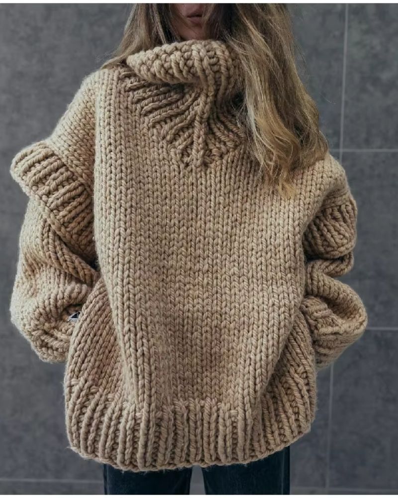 Street-Wave Plus Size Oversized Knit Sweater Warm Cozy Soft Cable Knit For Women